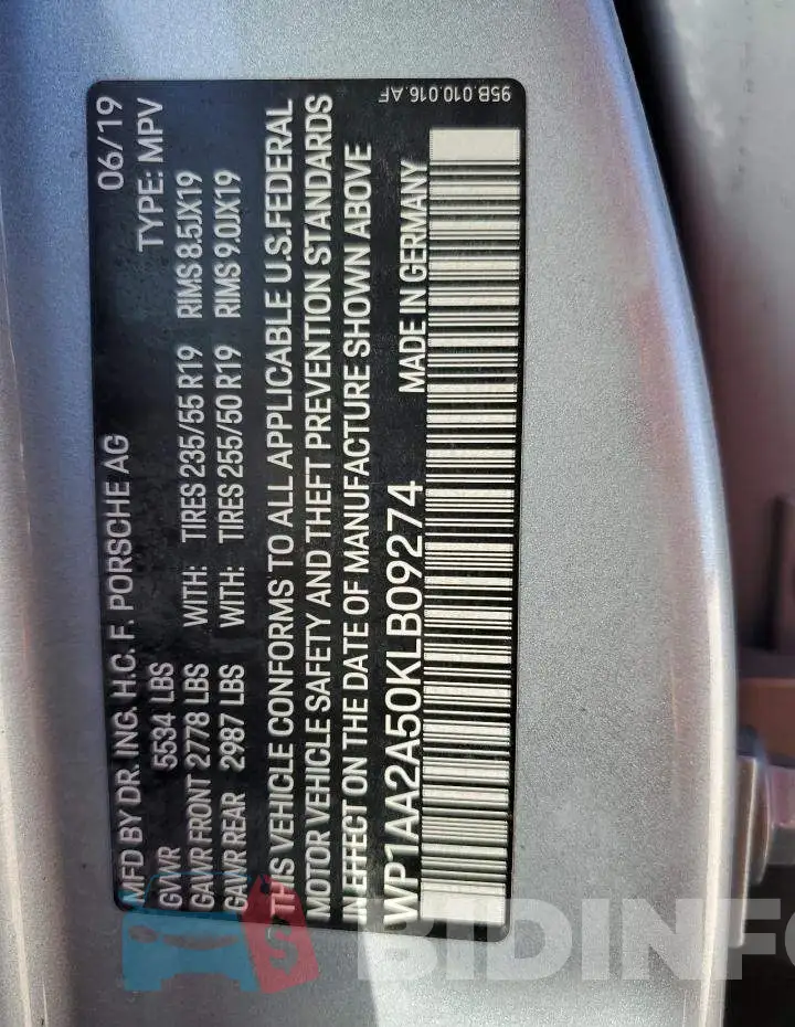WP1AA2A50KLB09274 Photo# 10