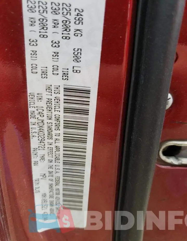 1C4PJMDX4KD294721 Photo# 10