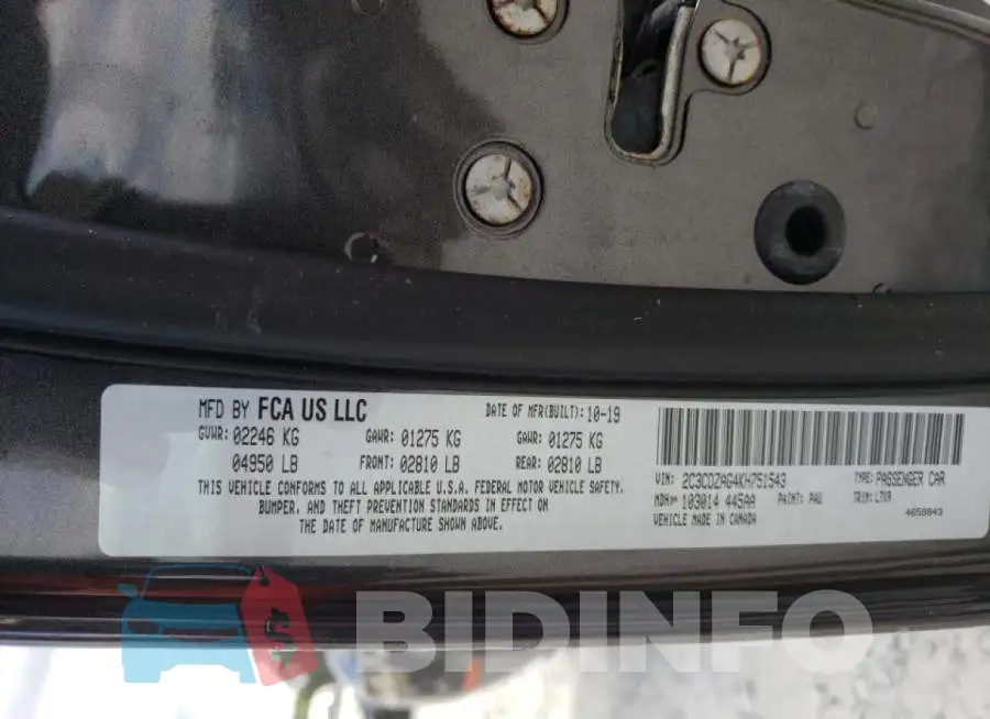 2C3CDZAG4KH751543 Photo# 10