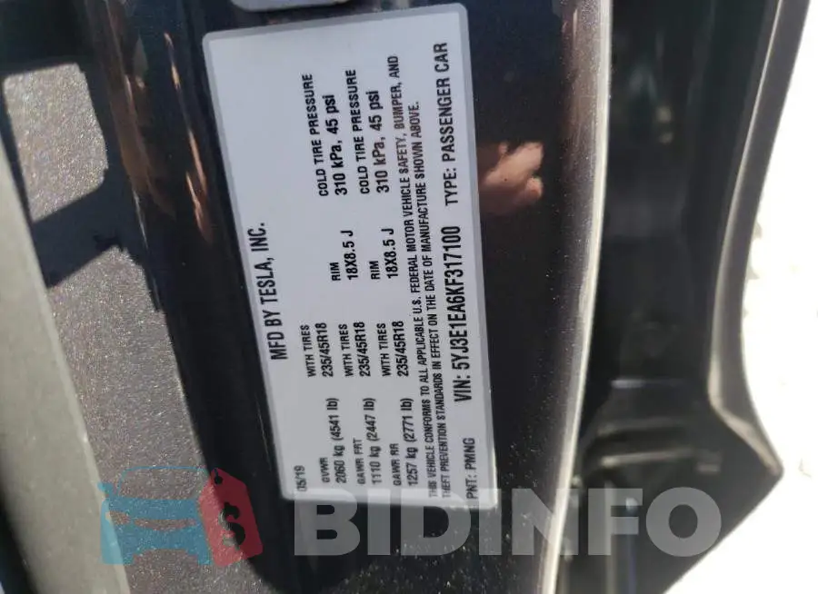 5YJ3E1EA6KF317100 Photo# 10