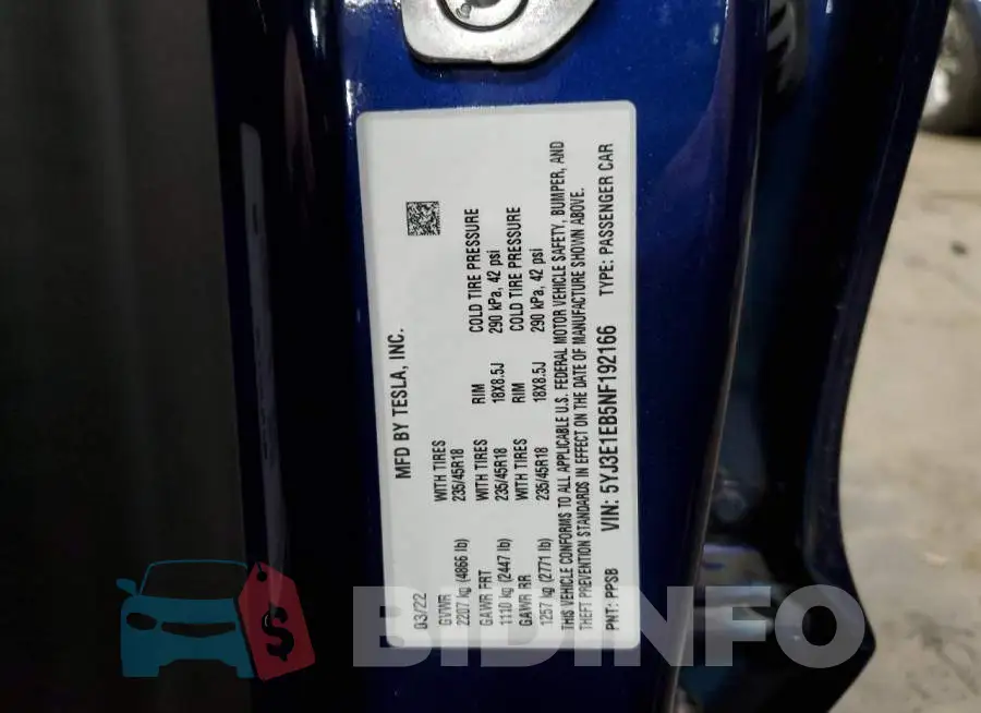 5YJ3E1EB5NF192166 Photo# 10