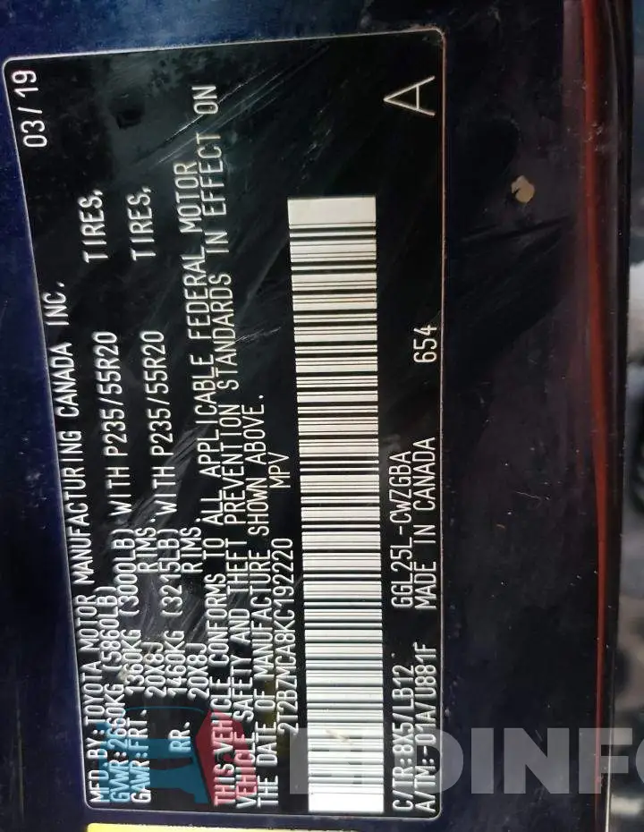 2T2BZMCA8KC192220 Photo# 10