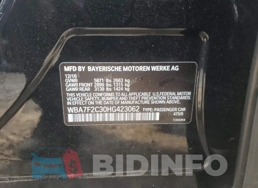 WBA7F2C30HG423062 Photo# 10