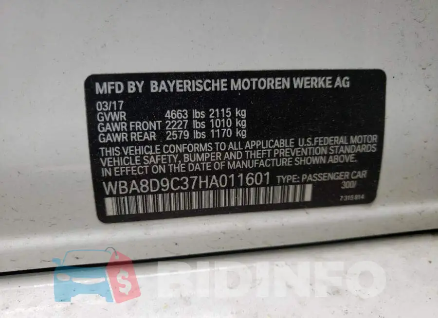 WBA8D9C37HA011601 Photo# 10