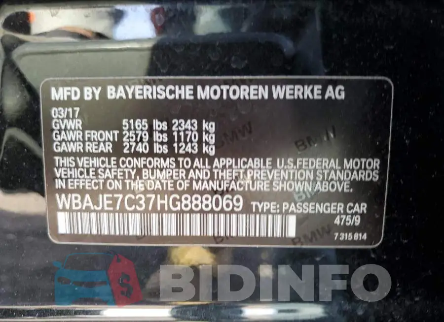 WBAJE7C37HG888069 Photo# 10