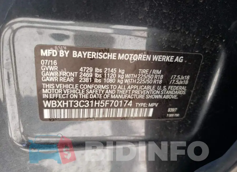 WBXHT3C31H5F70174 Photo# 10