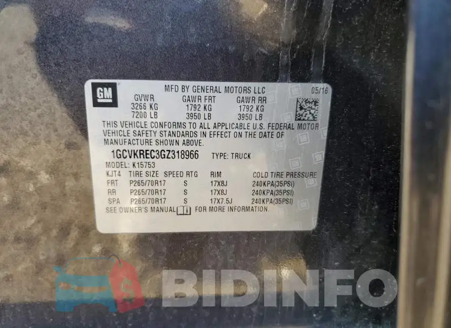 1GCVKREC3GZ318966 Photo# 10