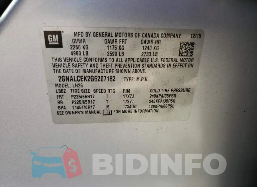2GNALCEK2G6207182 Photo# 10