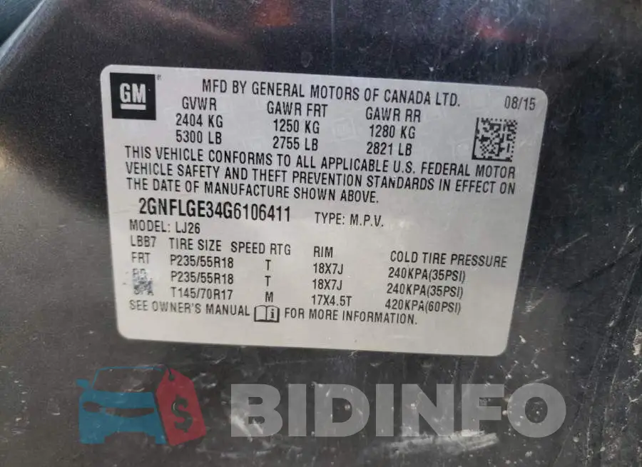 2GNFLGE34G6106411 Photo# 10
