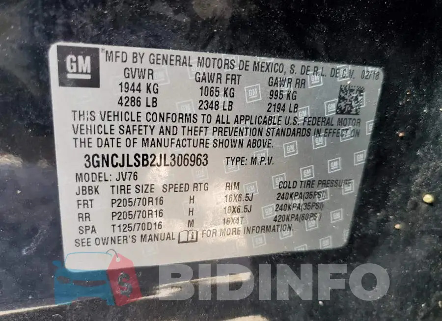 3GNCJLSB2JL306963 Photo# 10