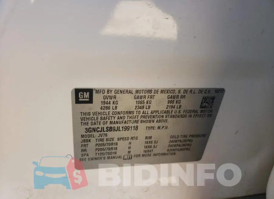 3GNCJLSB9JL199118 Photo# 13