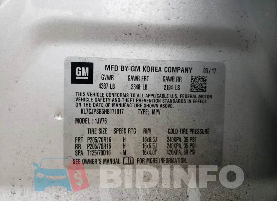 KL7CJPSB5HB171017 Photo# 10