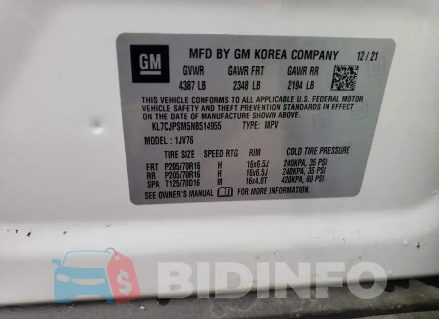 KL7CJPSM5NB514955 Photo# 10
