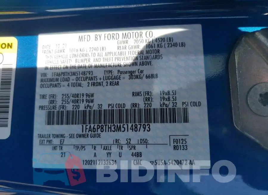 1FA6P8TH3M5148793 Photo# 10