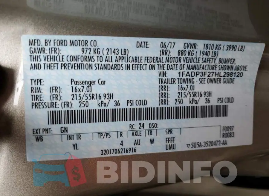 1FADP3F27HL298120 Photo# 10