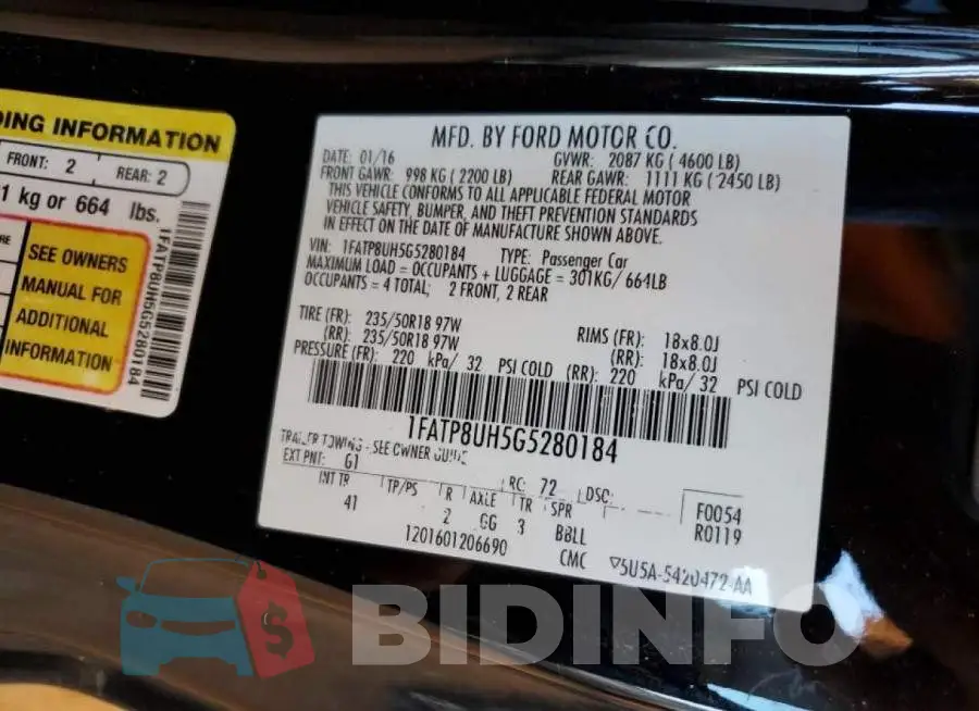 1FATP8UH5G5280184 Photo# 10