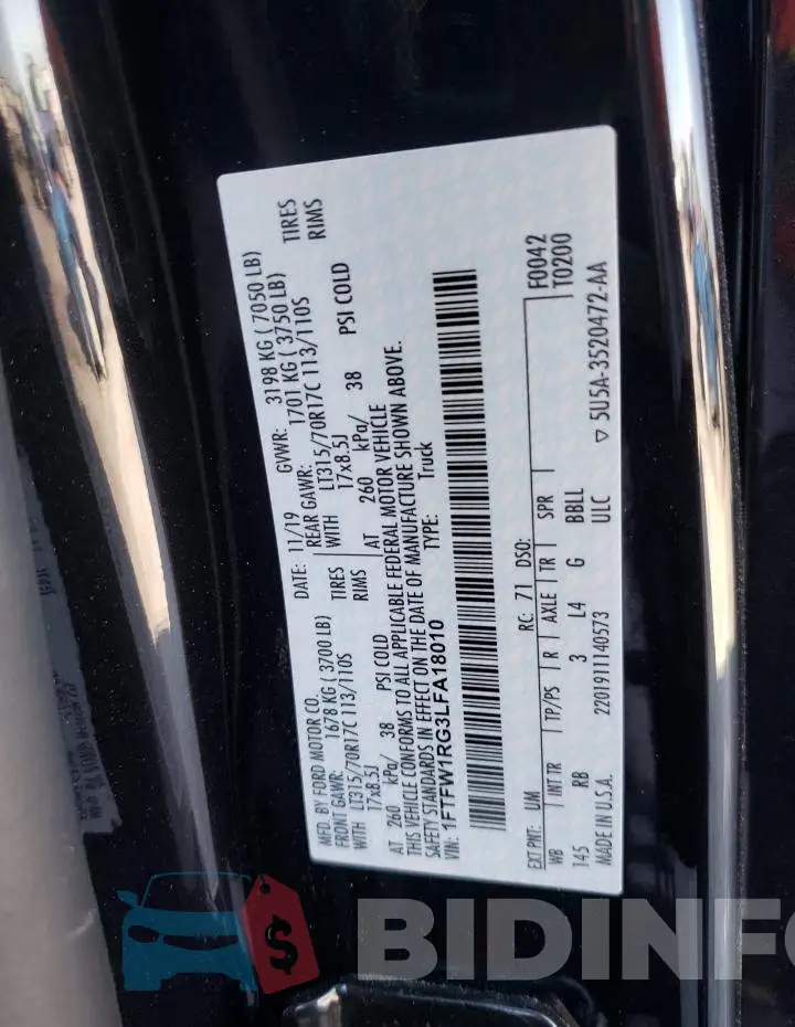 1FTFW1RG3LFA18010 Photo# 10