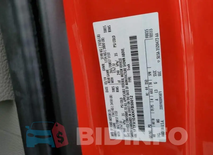1FTFX1E4XKFB50012 Photo# 10