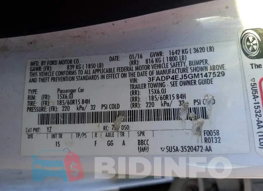 3FADP4EJ5GM147529 Photo# 10