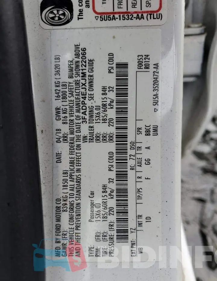 3FADP4EJXJM122066 Photo# 10