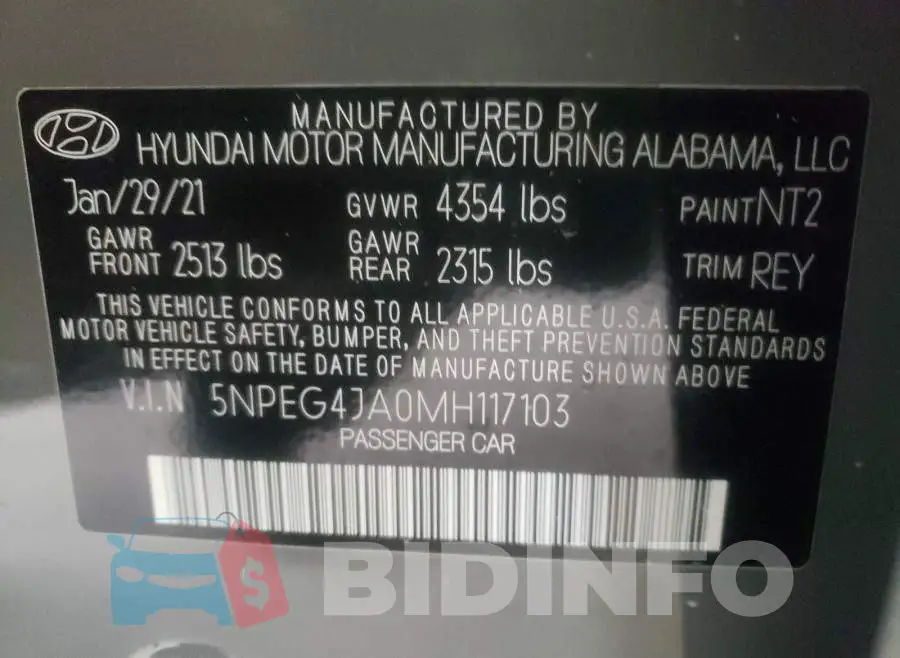 5NPEG4JA0MH117103 Photo# 10