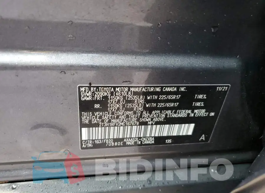 2T3H1RFV2MC167678 Photo# 10