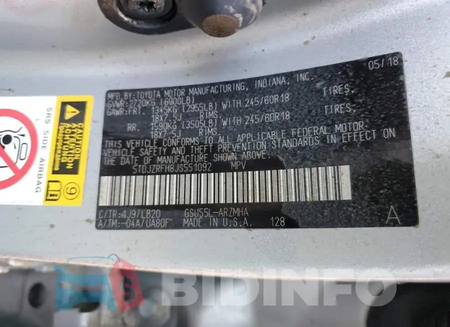 5TDJZRFH8JS551092 Photo# 10