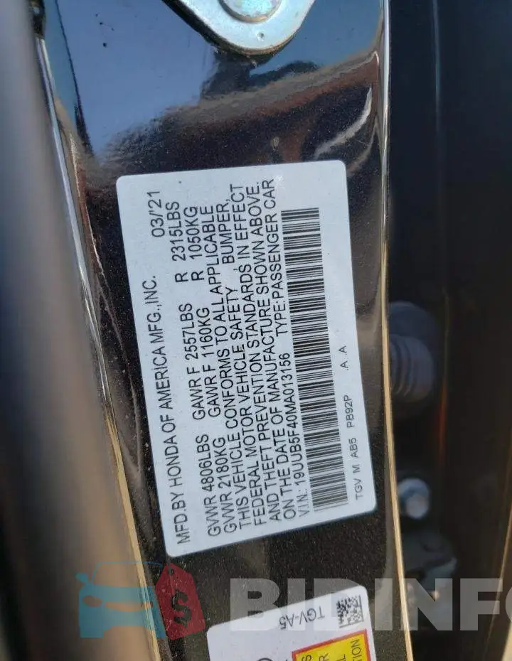 19UUB5F40MA013156 Photo# 10