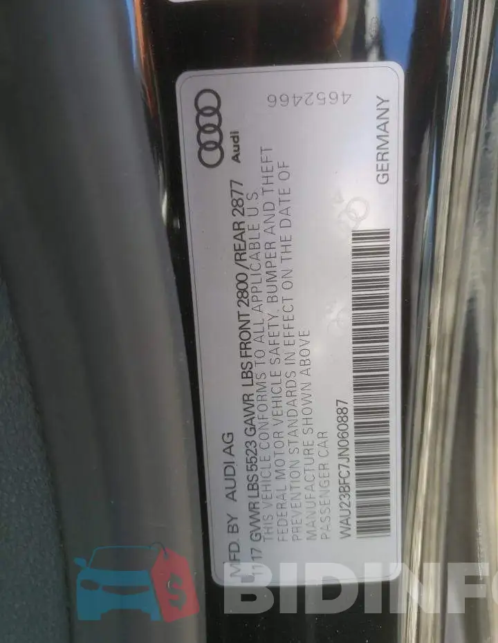 WAU23BFC7JN060887 Photo# 10