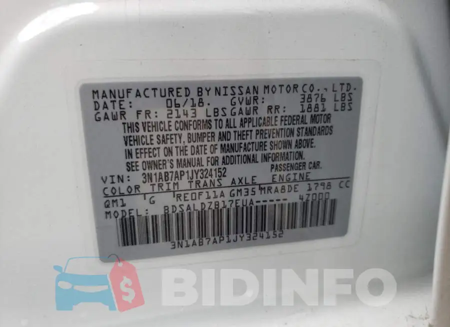 3N1AB7AP1JY324152 Photo# 10