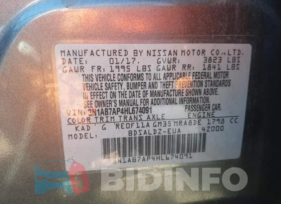 3N1AB7AP4HL674091 Photo# 10