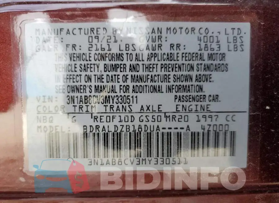 3N1AB8CV3MY330511 Photo# 10