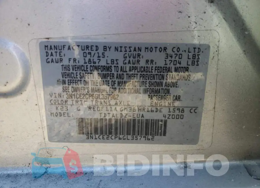 3N1CE2CP6GL357962 Photo# 10