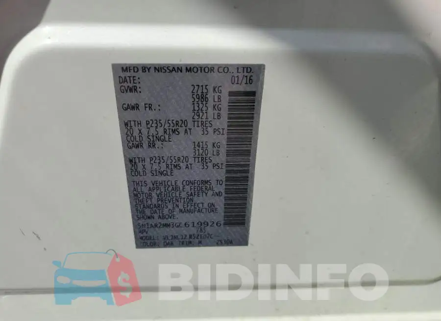 5N1AR2MM3GC619926 Photo# 10