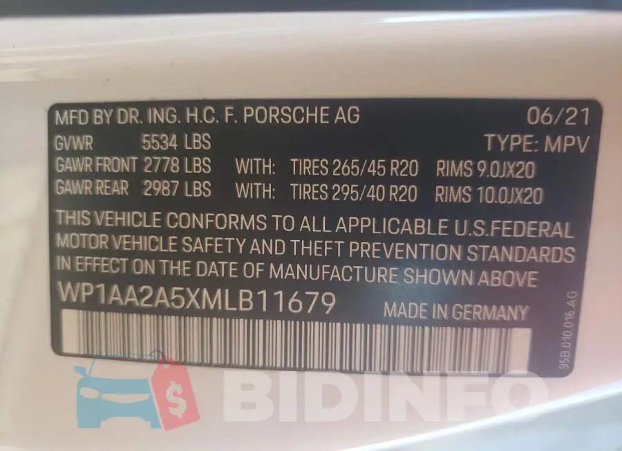 WP1AA2A5XMLB11679 Photo# 10