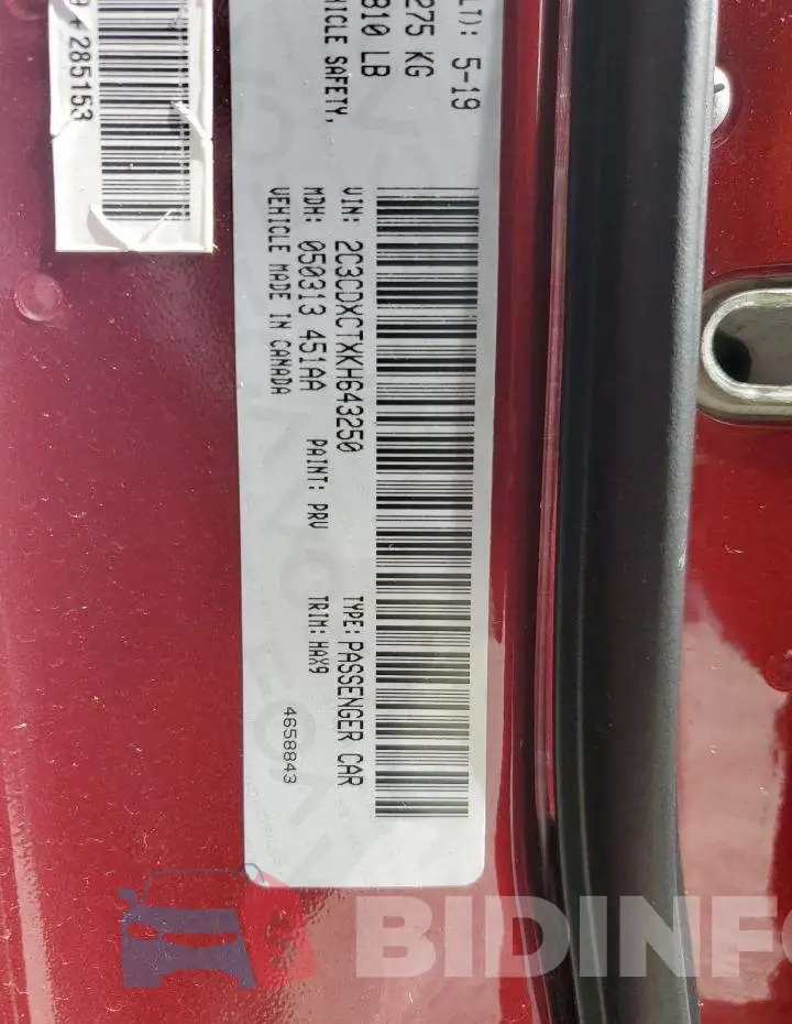 2C3CDXCTXKH643250 Photo# 10