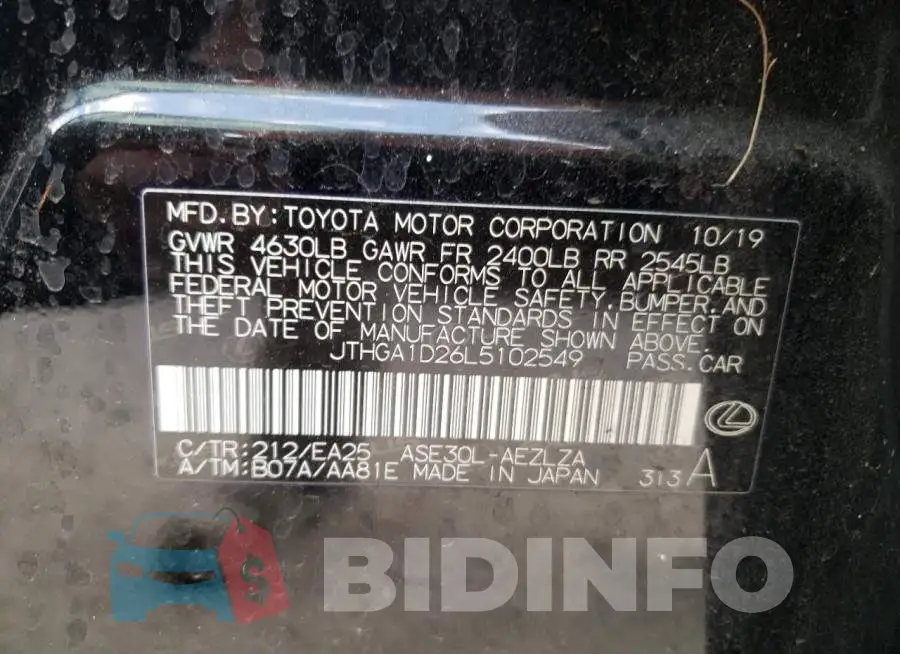 JTHGA1D26L5102549 Photo# 10