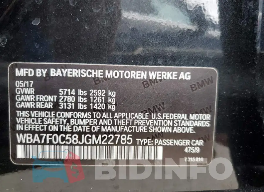 WBA7F0C58JGM22785 Photo# 10
