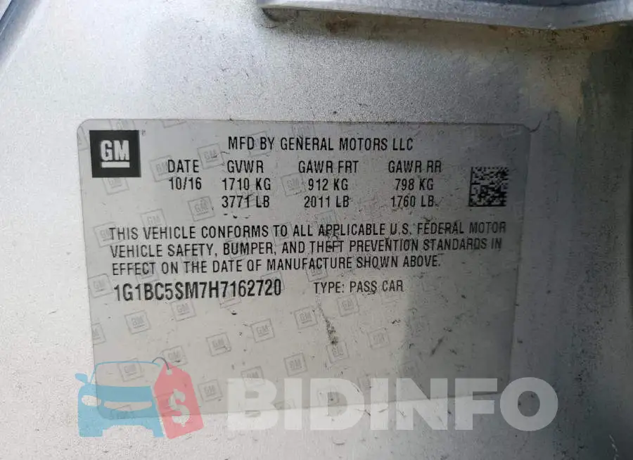 1G1BC5SM7H7162720 Photo# 10