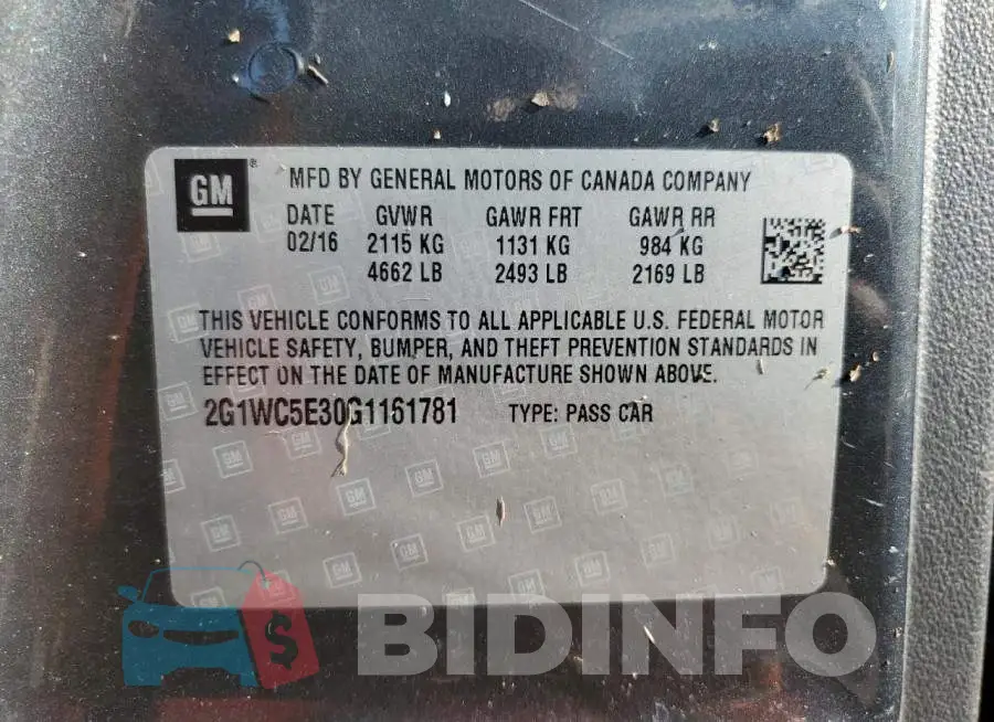 2G1WC5E30G1161781 Photo# 10