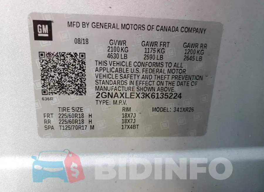 2GNAXLEX3K6135224 Photo# 10