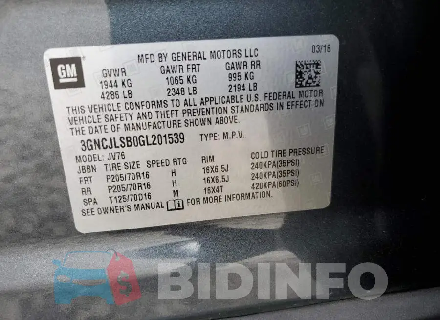 3GNCJLSB0GL201539 Photo# 10