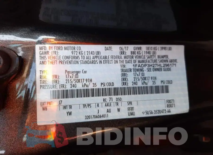 1FADP3H27HL296171 Photo# 10