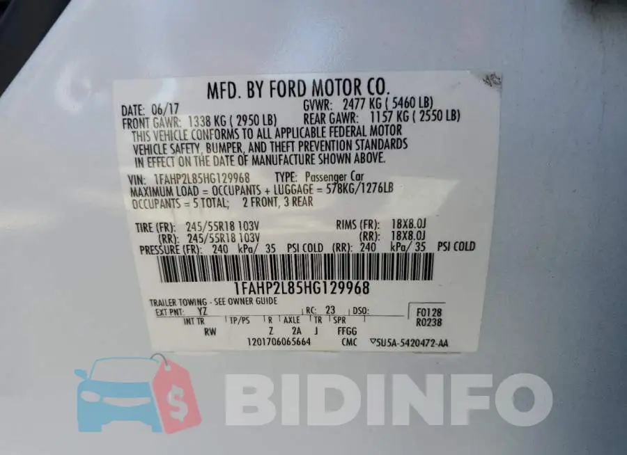 1FAHP2L85HG129968 Photo# 10