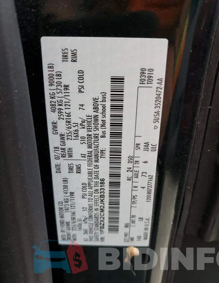 1FBZX2CM2JKB33186 Photo# 10