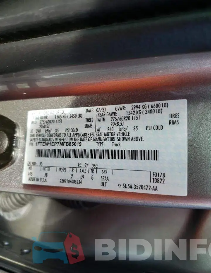 1FTEW1EP7MFB85019 Photo# 10