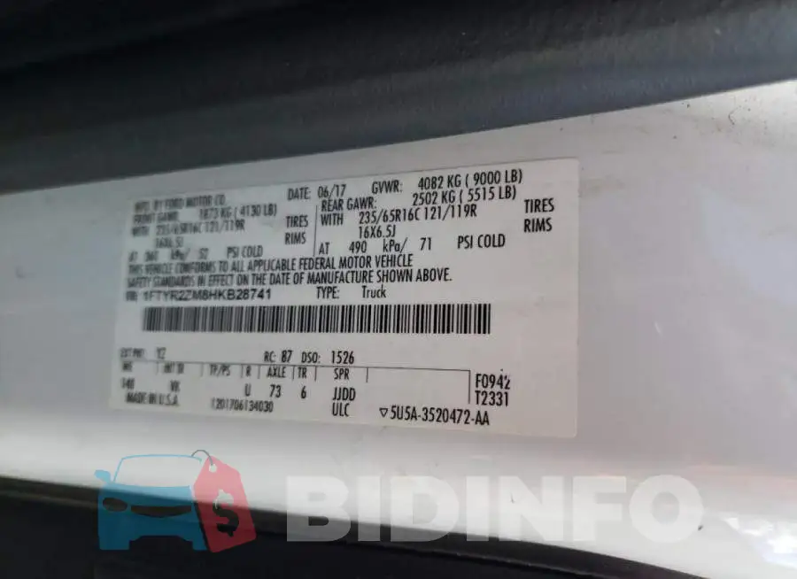 1FTYR2ZM8HKB28741 Photo# 10
