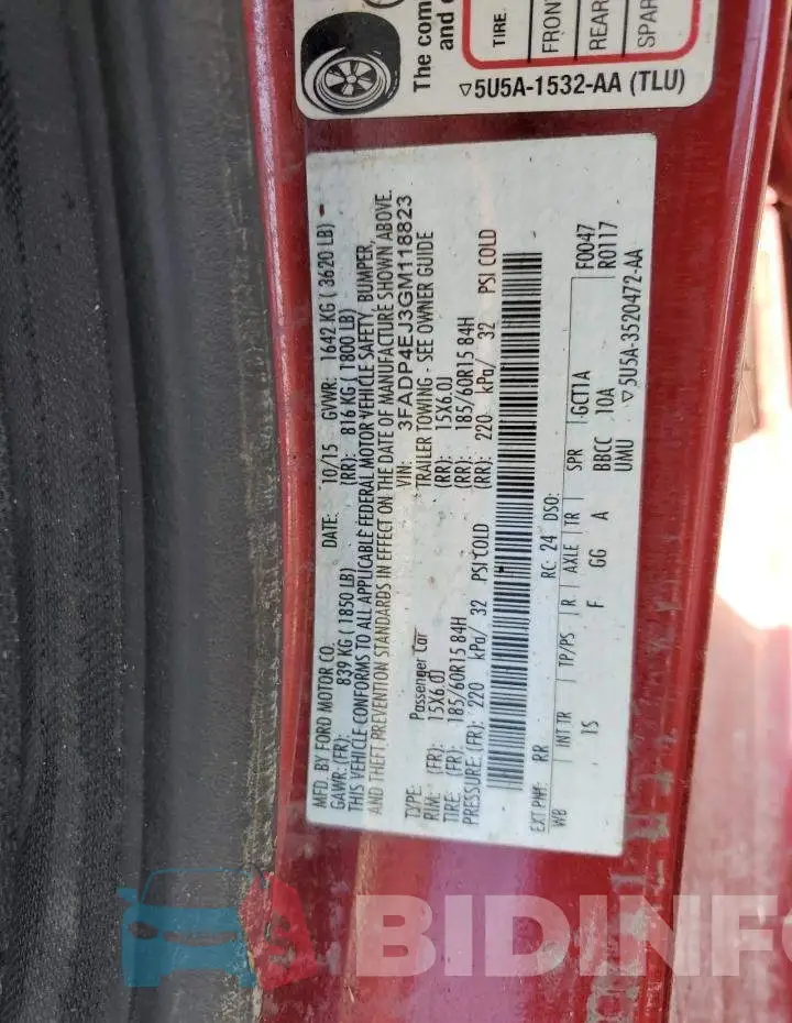 3FADP4EJ3GM118823 Photo# 10