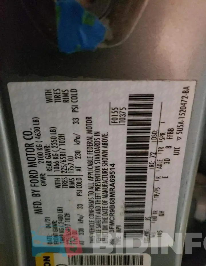 3FMCR9B68MRA69514 Photo# 10
