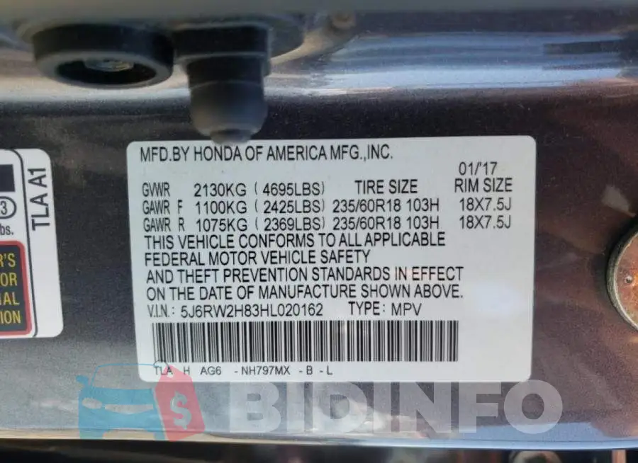 5J6RW2H83HL020162 Photo# 10